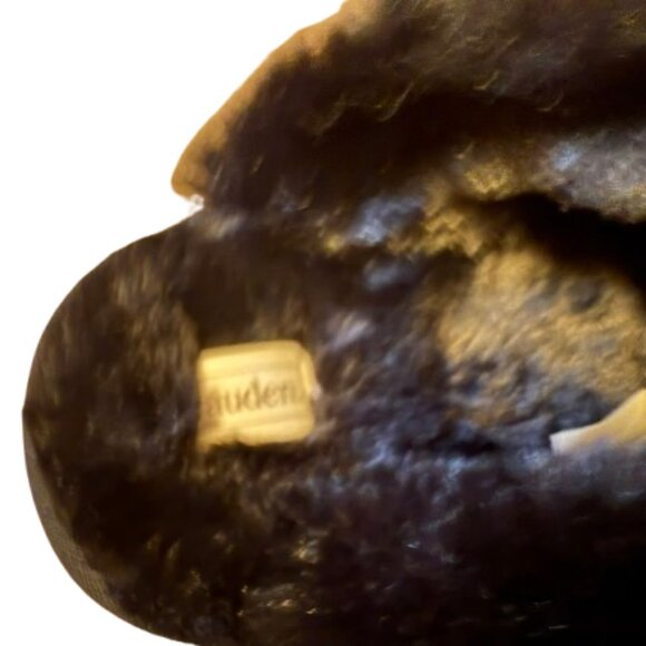 Women's Faux Fur & Faux Suede Black Clog/Slip On Slippers - 9 - Picture 3 of 5